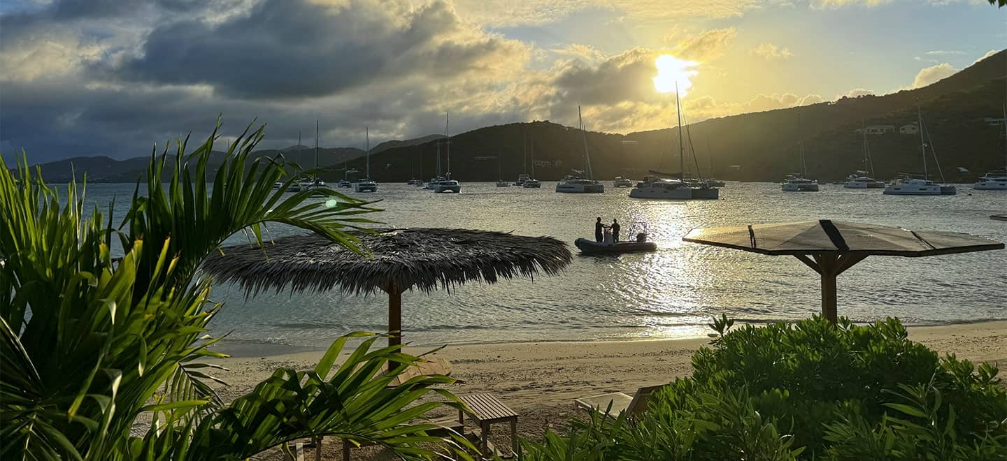 owners-rendez-vous-british-virgin-islands-fountaine-pajot-sailing-catamaran-sunset-2024